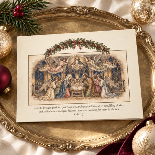 Vintage Catholic Nativity Christmas Photo Card