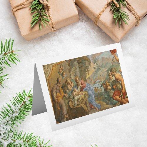 Vintage Catholic Nativity Scene Holiday Card