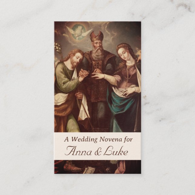 Vintage Catholic Personalized Wedding Prayer Card (Front)
