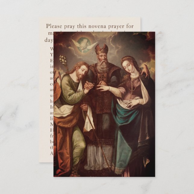 Vintage Catholic Personalized Wedding Prayer Card (Front/Back)
