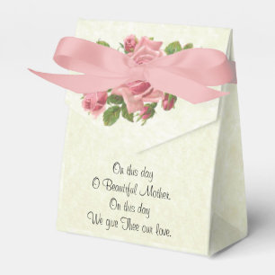 Vintage Catholic Religious Blessed Mary Pink Rose Favor Boxes