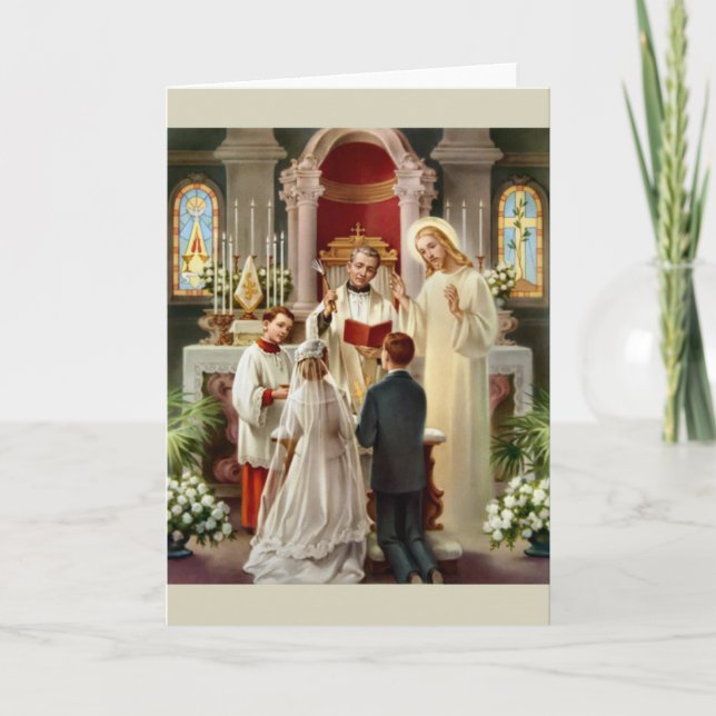 Vintage Catholic Wedding Card (Front)