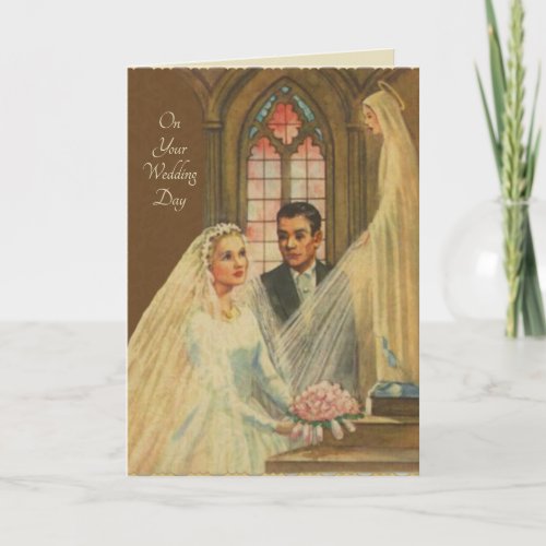 Vintage Catholic Wedding Card wscripture  verse