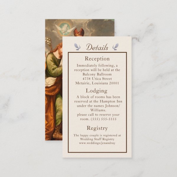 Vintage Catholic Wedding Details Card