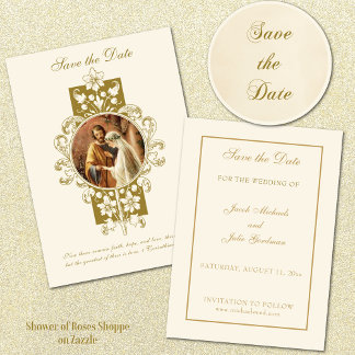 Vintage Catholic Wedding Elegant Save the Date