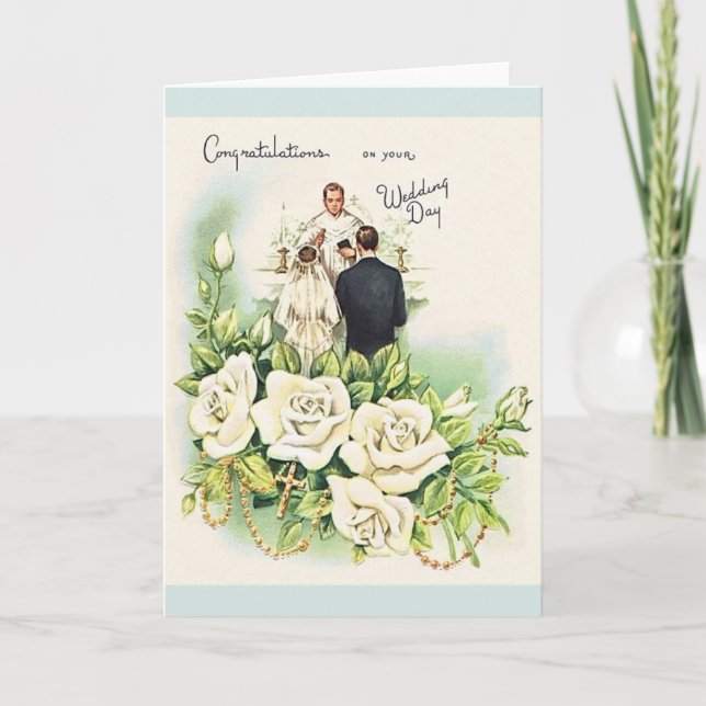 Vintage Catholic Wedding Greeting Card (Front)