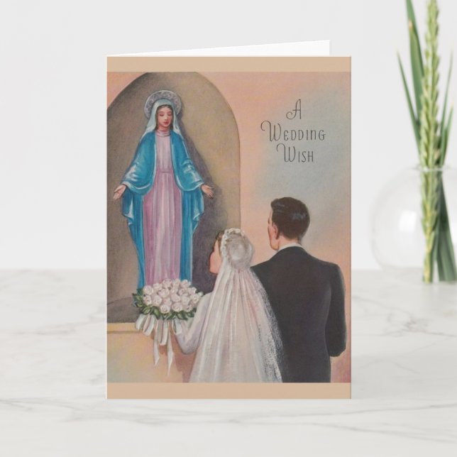 Vintage Catholic Wedding Greeting Card (Front)