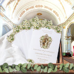 Vintage Catholic Wedding Mass Ceremony Program<br><div class="desc">This folded Catholic wedding ceremony program booklet was designed for Catholic brides and grooms having a full nuptial mass. This simple, yet elegant, program features a painting of the marriage of the Virgin Mary and St. Joseph surrounded by a gold frame embellished whit white and gold watercolor flowers and greenery...</div>
