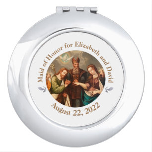 Vintage Catholic Wedding Party Gift Compact Mirror