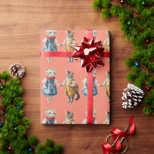 VINTAGE CATS  3D   WRAPPING PAPER
