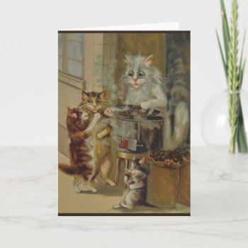 Vintage Cats And Roasted Chestnuts Note Card by RetroMagicShop at Zazzle
