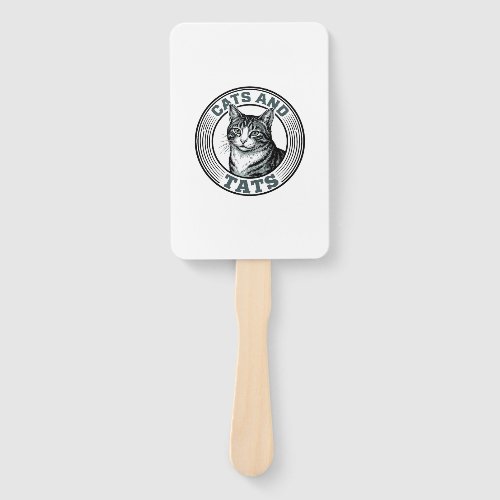Vintage Cats And Tats Engraving Cat Design_1 Hand Fan