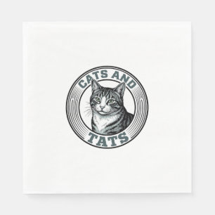 Vintage Cats And Tats Engraving Cat Design_1 Napkins