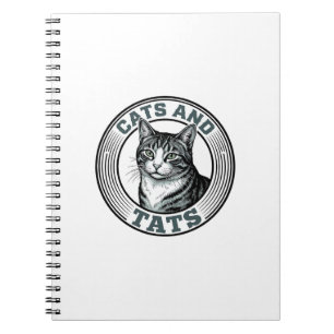 Vintage Cats And Tats Engraving Cat Design_1 Notebook