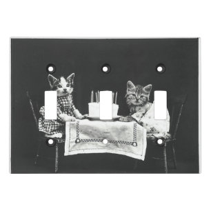 Vintage Cats at a Birthday Party Light Switch Cover