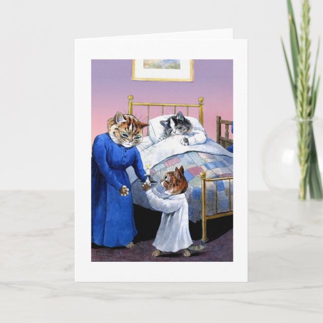 Vintage Cats Bedtime Card by Louis Wain (Front)