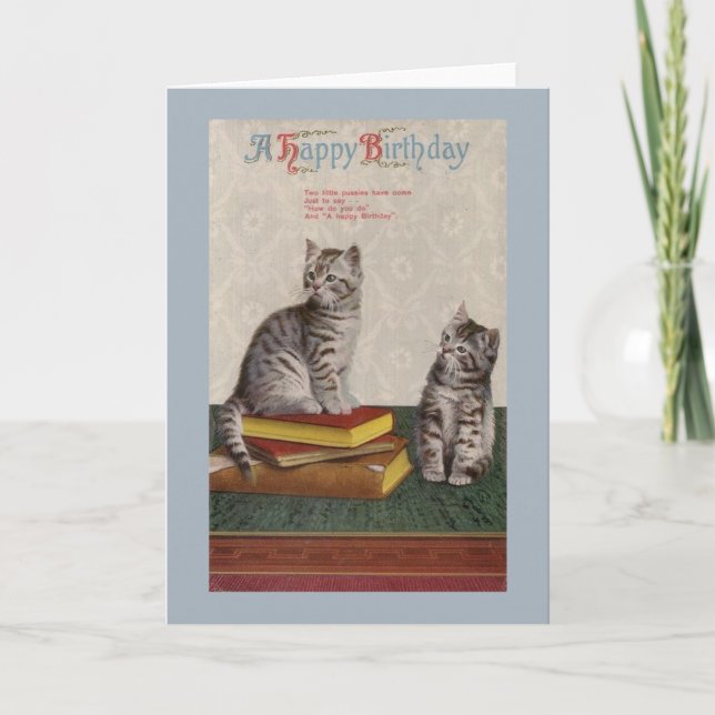 Vintage Cats Birthday Greeting Card (Front)