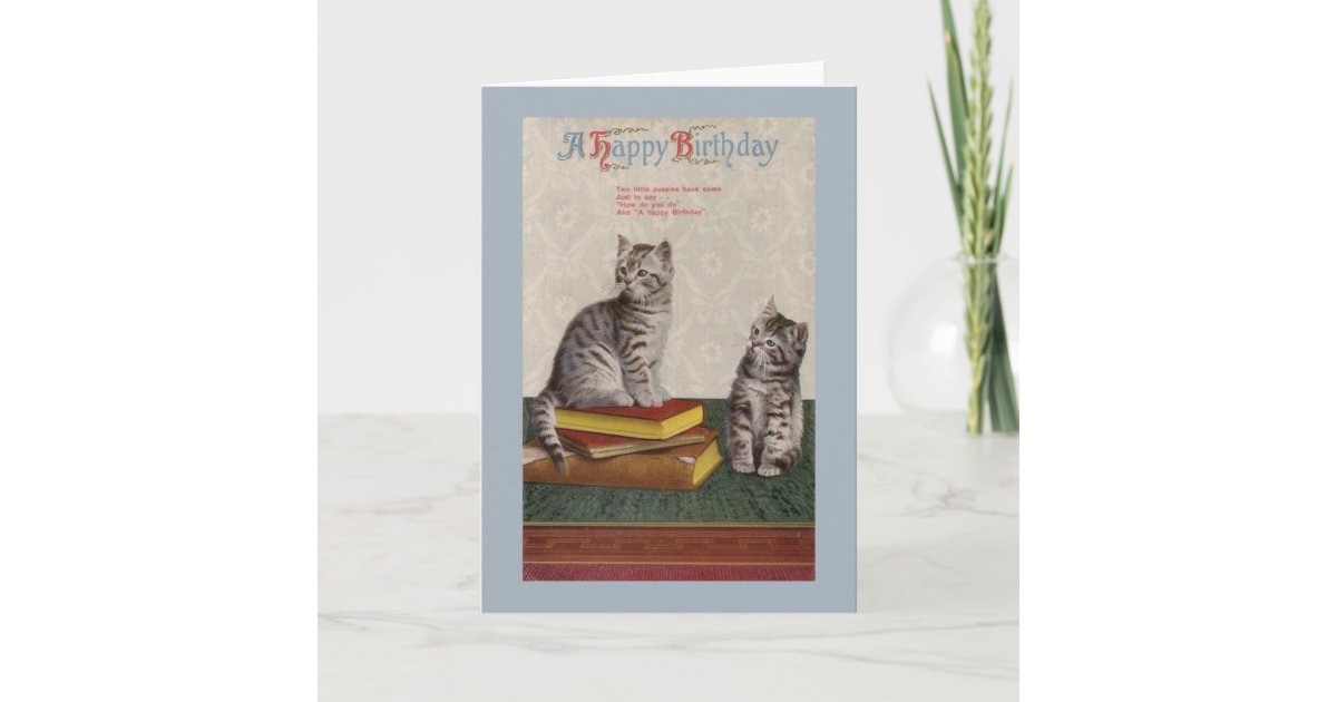 vintage cat birthday card