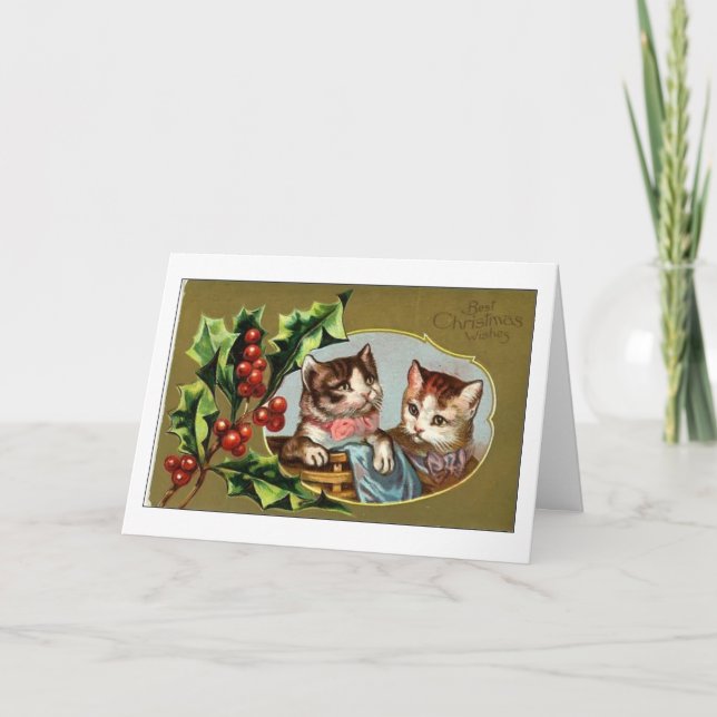 Vintage Cats Christmas Card (Front)