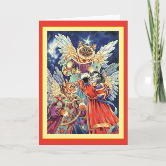 Vintage Cats Christmas Greeting Card (Front)