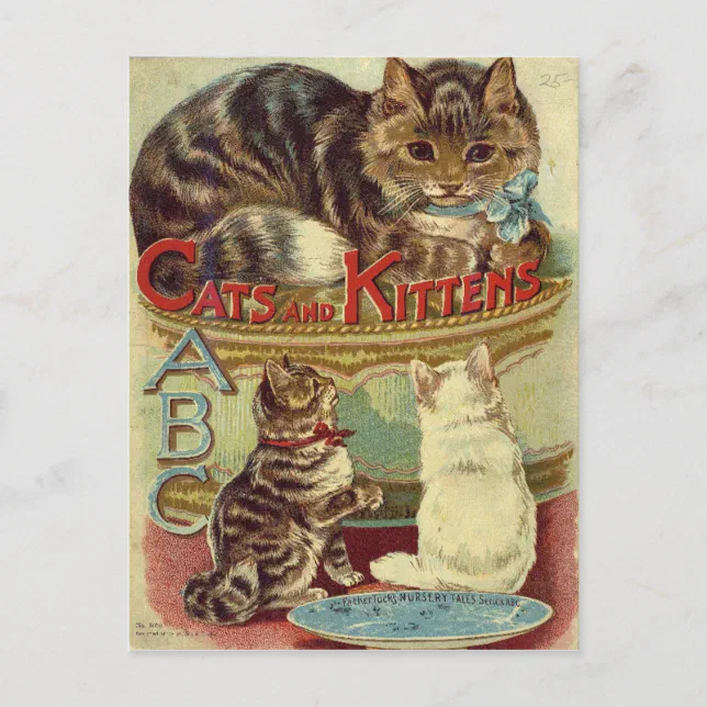 Vintage cats cute animal postcard Zazzle