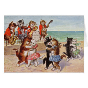 Vintage - Cats Dancing to Jazz on the Beach, Cards