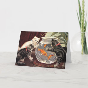 Vintage Cats & Goldfish Notecard