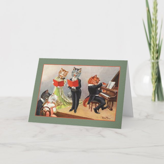 Vintage Cats Holiday Greeting Card, Arthur Thiele Card (Front)
