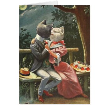 Vintage - Cats Kissing In The Moonlight  by AsTimeGoesBy at Zazzle