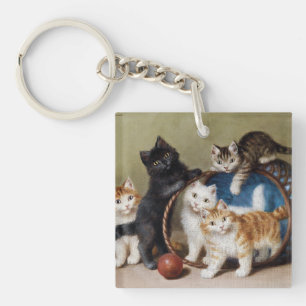 Vintage Cats Kittens Sophie Sperlich The Red Ball Keychain