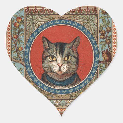 Vintage Cats Life for Kitty Cat Classic Heart Sticker