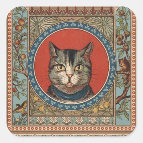 Vintage Cats Life for Kitty Cat Classic Square Sticker