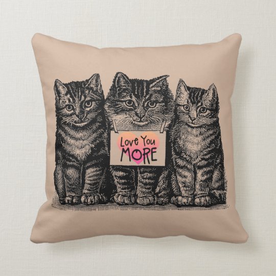 Vintage Cats Love You More Throw Pillow Zazzle Com