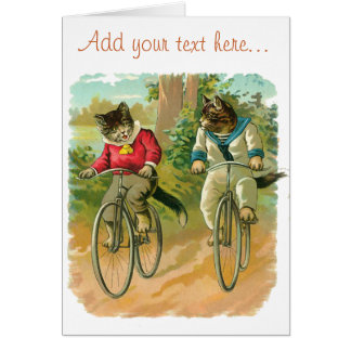 Vintage Cats on Bicycle