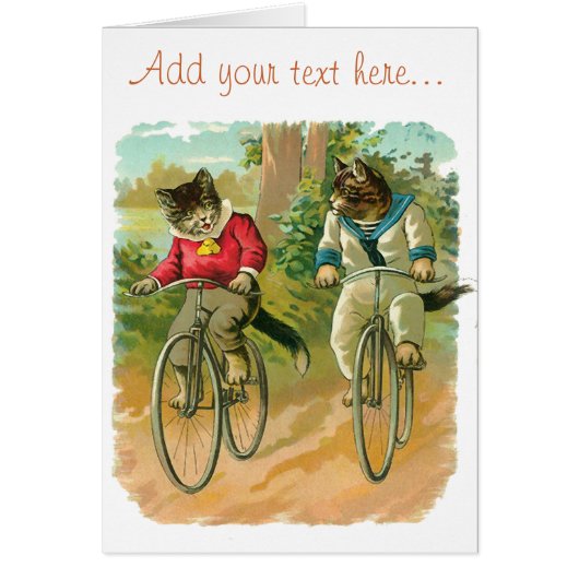 Vintage Cats on Bicycle (Front)