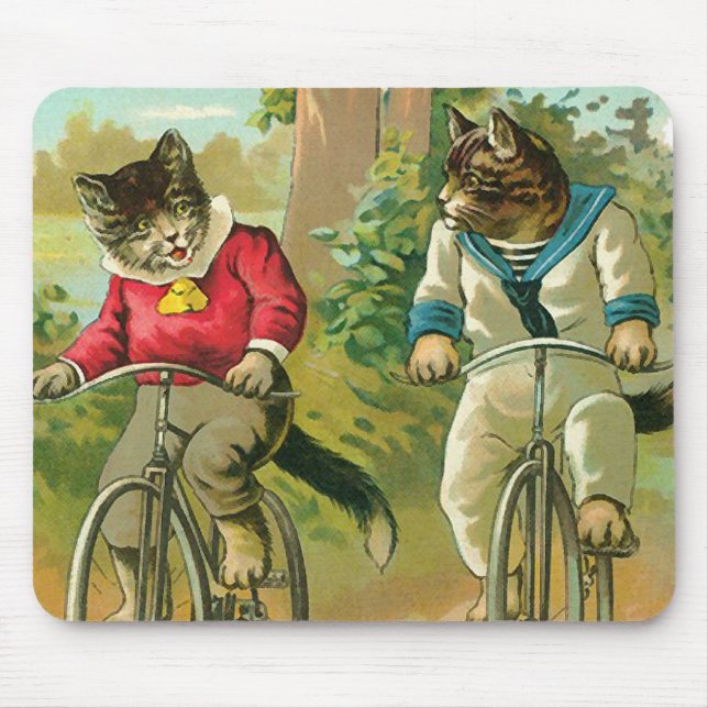 Vintage Cats on Bicycle Mouse Pad (Front)