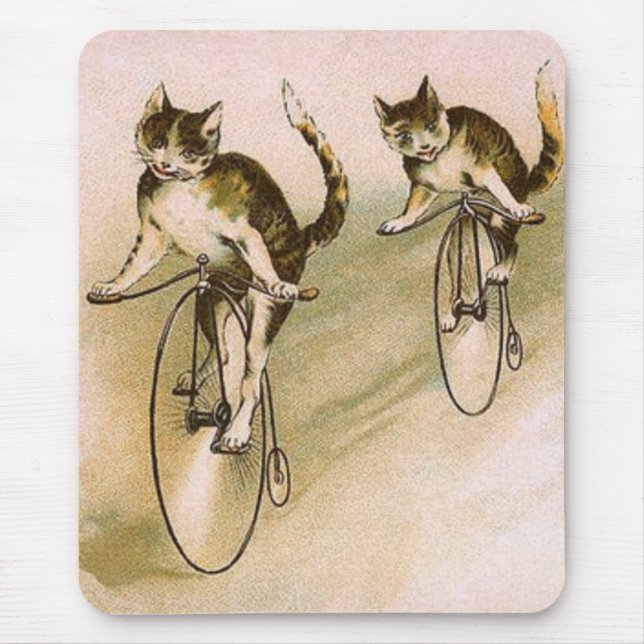 Vintage Cats on Bikes Mouse Pad (Front)