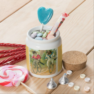 Vintage Cats on Bikes Storage Jar