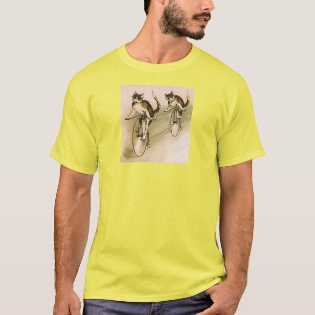 Vintage Cats on Bikes T-Shirt (Front)