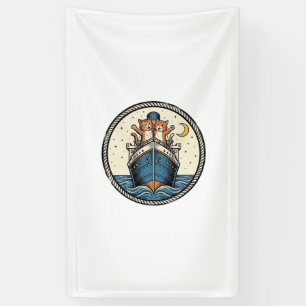Vintage Cats on Ocean Liner Ship Art Shirt Design_ Banner