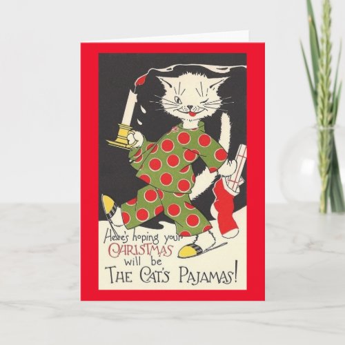 Vintage Cats Pajamas Christmas Card