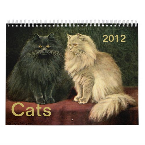 Vintage Cats Persian Siamese Tabby Tom Cats 2012 Calendar