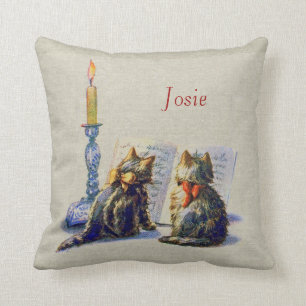 Vintage Cats Personalized Christmas Pillow