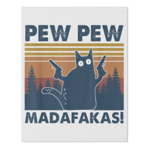 Vintage Cats Pew Pew Madafakas Funny Crazy Cat Faux Canvas Print