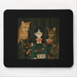 Vintage Cats Playing Ker Cat Playing Card Gambling Mouse Pad