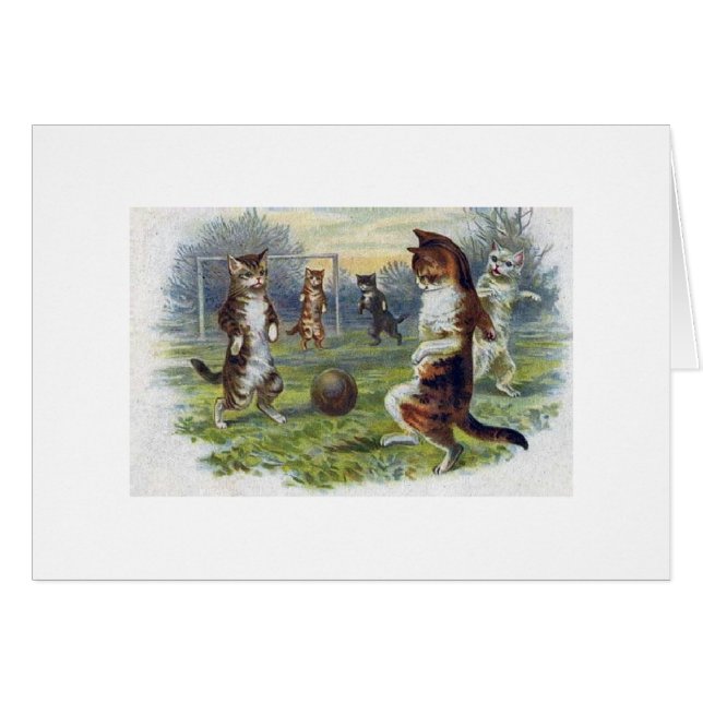 Vintage - Cats Playing Soccer, Cards (Front Horizontal)