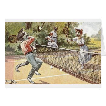 Vintage - Cats Playing Tennis  by AsTimeGoesBy at Zazzle