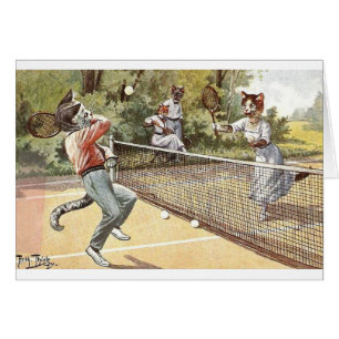 Vintage - Cats Playing Tennis, Cards