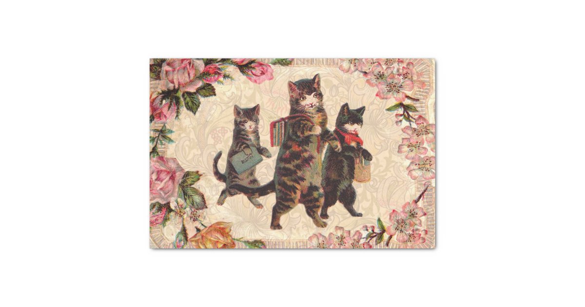 Vintage Cats Pretty Antique Kitty Tissue Paper Zazzle Com