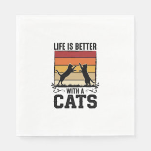 Vintage Cats Quote Retro Sunset Cat Lover Design_1 Napkins